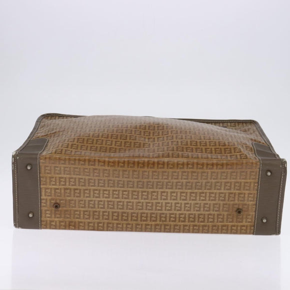 FENDI Zucchino Canvas Trunk Coated Canvas Brown Gold Auth ti3443