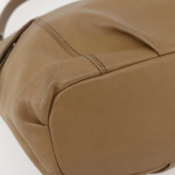 BURBERRY Blue Label Shoulder Bag Leather Beige Gold Auth ti3445