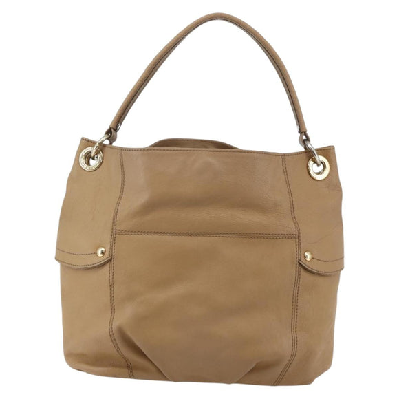 BURBERRY Blue Label Shoulder Bag Leather Beige Gold Auth ti3445