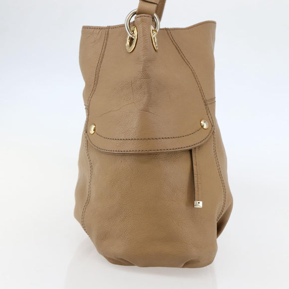 BURBERRY Blue Label Shoulder Bag Leather Beige Gold Auth ti3445