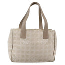 CHANEL New Travel Line Tote Bag Nylon Beige Gold CC Auth ti3446-1