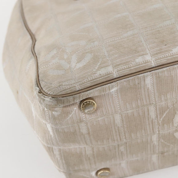 CHANEL New Travel Line Tote Bag Nylon Beige Gold CC Auth ti3446