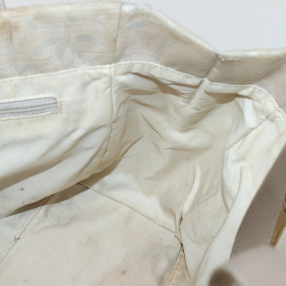 CHANEL New Travel Line Tote Bag Nylon Beige Gold CC Auth ti3446