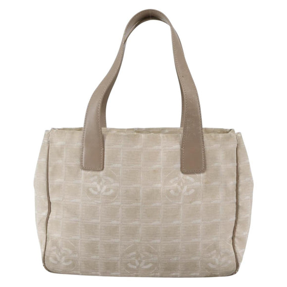 CHANEL New Travel Line Tote Bag Nylon Beige Gold CC Auth ti3446