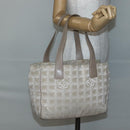 CHANEL New Travel Line Tote Bag Nylon Beige Gold CC Auth ti3446-22