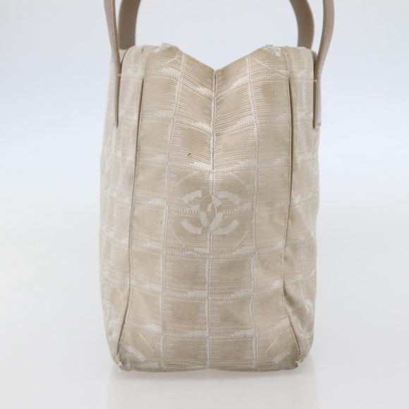 CHANEL New Travel Line Tote Bag Nylon Beige Gold CC Auth ti3446