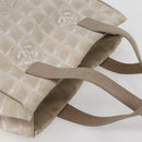CHANEL New Travel Line Tote Bag Nylon Beige Gold CC Auth ti3446-6