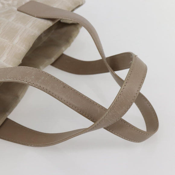 CHANEL New Travel Line Tote Bag Nylon Beige Gold CC Auth ti3446