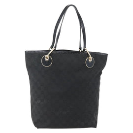 GUCCI GG Canvas Tote Bag Black Gold 120836 Auth ti3447
