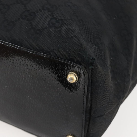 GUCCI GG Canvas Tote Bag Black Gold 120836 Auth ti3447