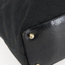 GUCCI GG Canvas Tote Bag Black Gold 120836 Auth ti3447-14