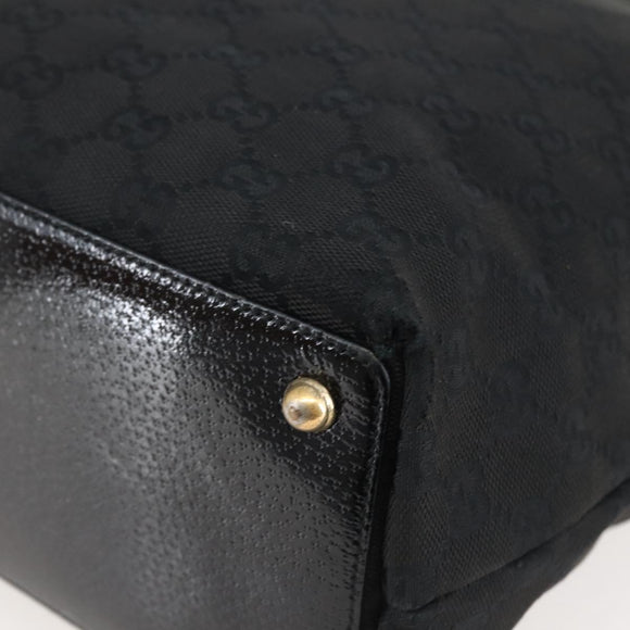GUCCI GG Canvas Tote Bag Black Gold 120836 Auth ti3447