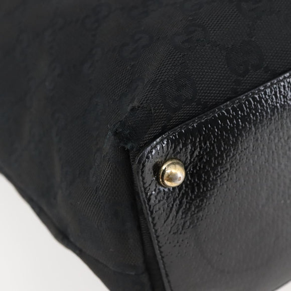 GUCCI GG Canvas Tote Bag Black Gold 120836 Auth ti3447