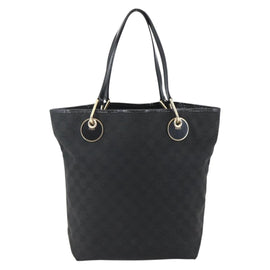 GUCCI GG Canvas Tote Bag Black Gold 120836 Auth ti3447 - 0