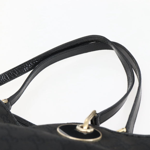 GUCCI GG Canvas Tote Bag Black Gold 120836 Auth ti3447