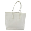 PRADA Tote Bag Punching Leather White Silver Auth ti3448-1