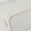 PRADA Tote Bag Punching Leather White Silver Auth ti3448-11