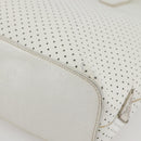 PRADA Tote Bag Punching Leather White Silver Auth ti3448-12