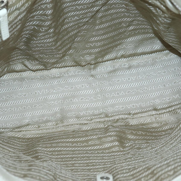 PRADA Tote Bag Punching Leather White Silver Auth ti3448