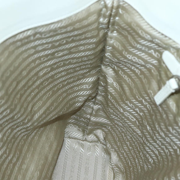 PRADA Tote Bag Punching Leather White Silver Auth ti3448