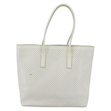 PRADA Tote Bag Punching Leather White Silver Auth ti3448 - 0