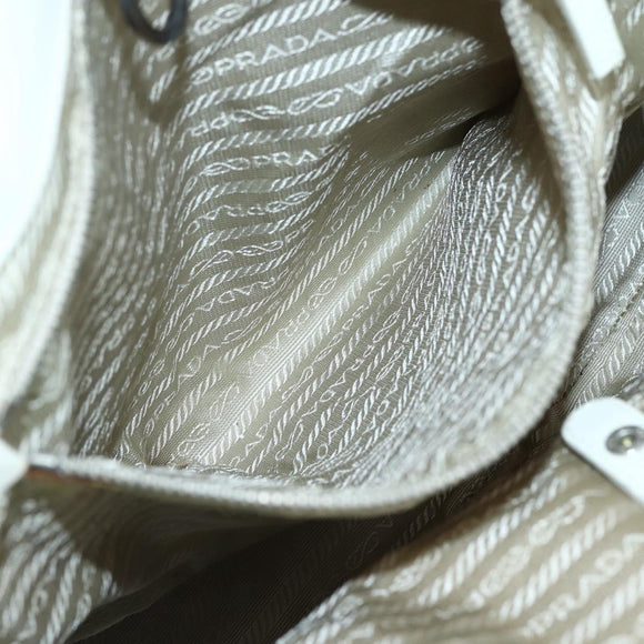 PRADA Tote Bag Punching Leather White Silver Auth ti3448