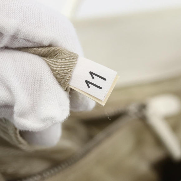 PRADA Tote Bag Punching Leather White Silver Auth ti3448