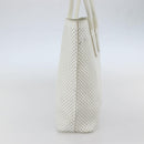 PRADA Tote Bag Punching Leather White Silver Auth ti3448-5