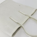 PRADA Tote Bag Punching Leather White Silver Auth ti3448-6