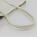 PRADA Tote Bag Punching Leather White Silver Auth ti3448-7