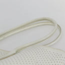 PRADA Tote Bag Punching Leather White Silver Auth ti3448-8