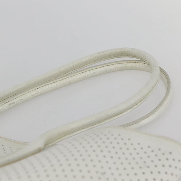 PRADA Tote Bag Punching Leather White Silver Auth ti3448