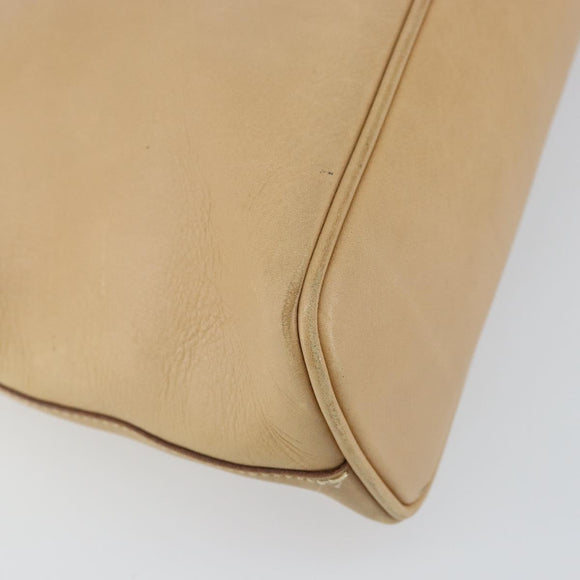 GUCCI Shoulder Bag Leather Beige Gold 90699 Auth ti3449