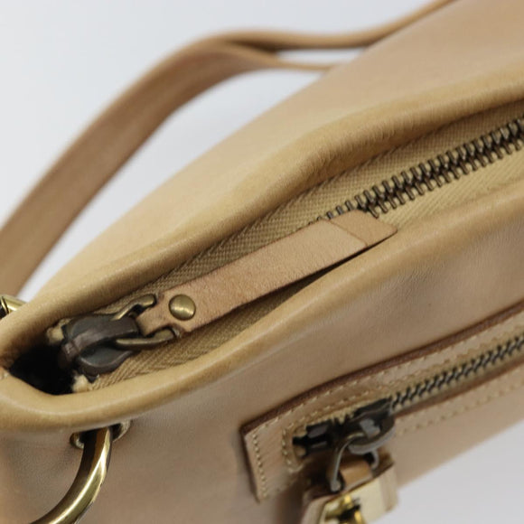 GUCCI Shoulder Bag Leather Beige Gold 90699 Auth ti3449