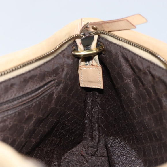GUCCI Shoulder Bag Leather Beige Gold 90699 Auth ti3449