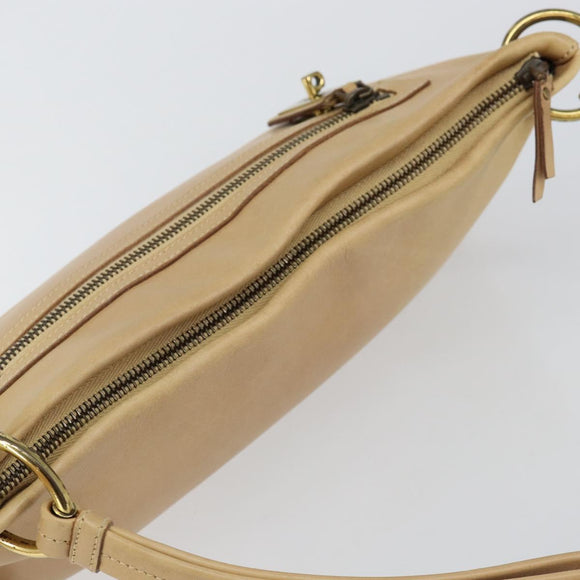 GUCCI Shoulder Bag Leather Beige Gold 90699 Auth ti3449