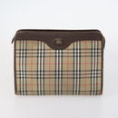 BURBERRY Nova Check Blue Label Bag Canvas nylon 5Set Beige Gray blue Auth ti3451-18