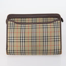 BURBERRY Nova Check Blue Label Bag Canvas nylon 5Set Beige Gray blue Auth ti3451-19