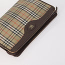 BURBERRY Nova Check Blue Label Bag Canvas nylon 5Set Beige Gray blue Auth ti3451-20