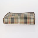 BURBERRY Nova Check Blue Label Bag Canvas nylon 5Set Beige Gray blue Auth ti3451-21