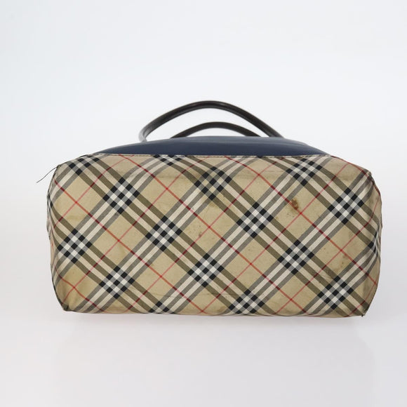 BURBERRY Nova Check Blue Label Bag Canvas nylon 5Set Beige Gray blue Auth ti3451