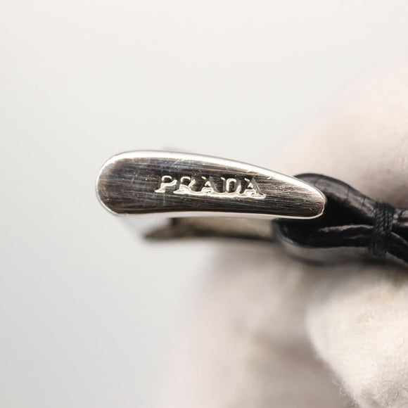 PRADA Gloves Leather Black Silver Auth ti3452