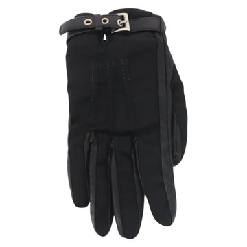 PRADA Gloves Leather Black Silver Auth ti3452 - 0