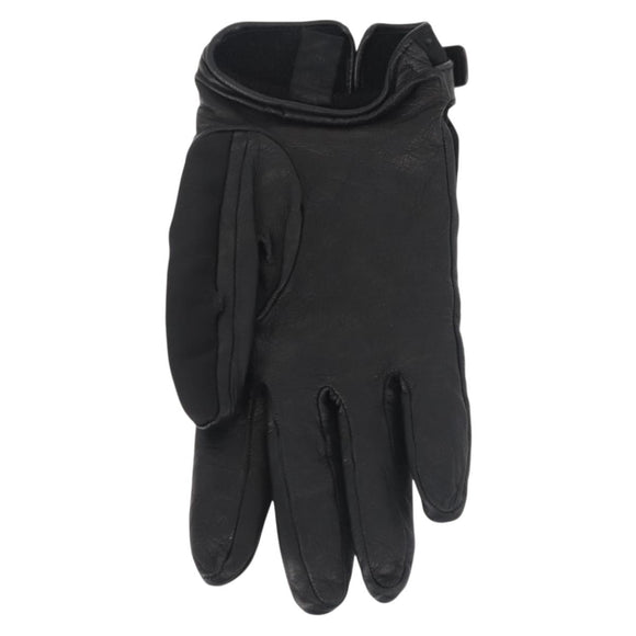 PRADA Gloves Leather Black Silver Auth ti3452