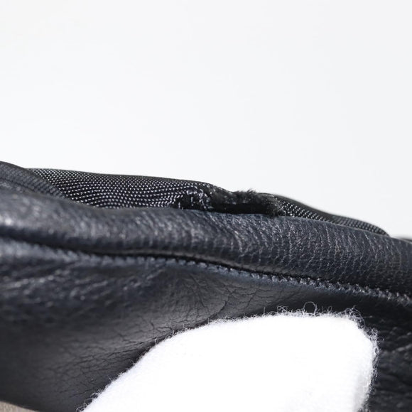 PRADA Gloves Leather Black Silver Auth ti3452