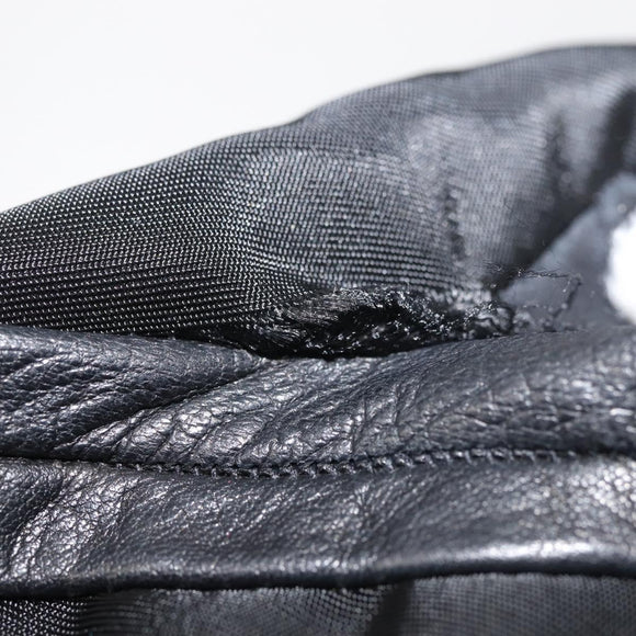 PRADA Gloves Leather Black Silver Auth ti3452