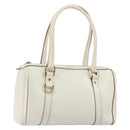 GUCCI Abby Mini Boston Bag Leather White Gold 130942 Auth ti3455-1