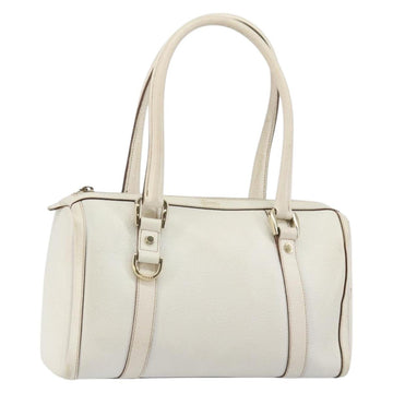 GUCCI Abby Mini Boston Bag Leather White Gold 130942 Auth ti3455