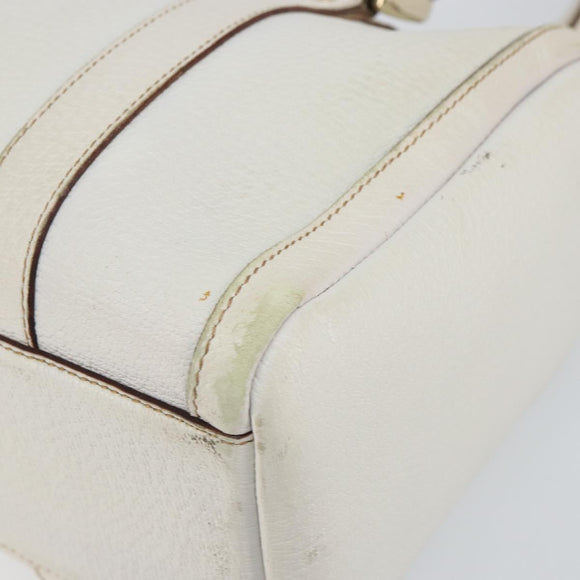 GUCCI Abby Mini Boston Bag Leather White Gold 130942 Auth ti3455