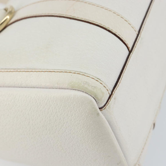 GUCCI Abby Mini Boston Bag Leather White Gold 130942 Auth ti3455